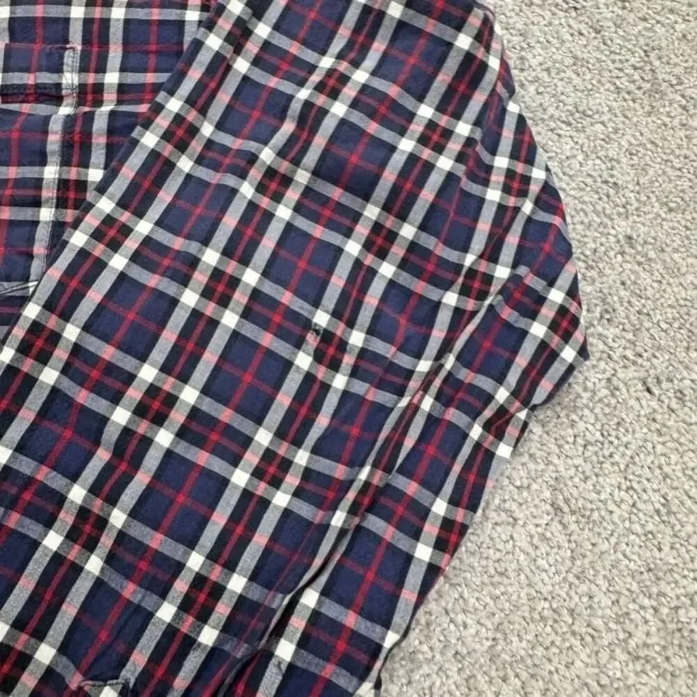 J.Crew Slim Fit Button Down Shirt Mens XL Blue Red Gray Plaid Cotton Casual Top